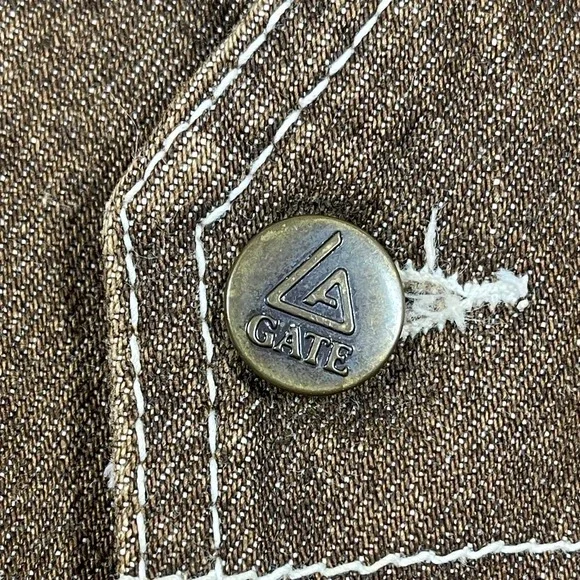 GATE‎ JEANS Mens Brown Denim Workwear Western Vest Metal Buttons Made in USA M - Picture 4 of 9